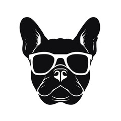 french bulldog wear sunglasses logo icon design vector illustration
