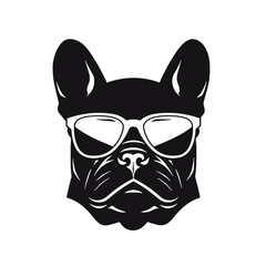 french bulldog wear sunglasses logo icon design vector illustration