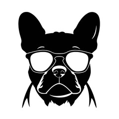 french bulldog wear sunglasses logo icon design vector illustration