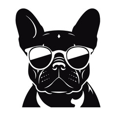 french bulldog wear sunglasses logo icon design vector illustration