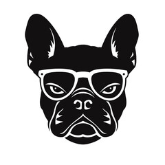 french bulldog wear sunglasses logo icon design vector illustration