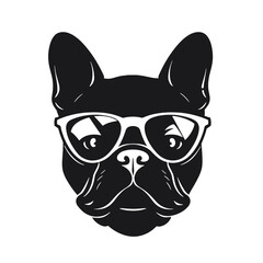 french bulldog wear sunglasses logo icon design vector illustration
