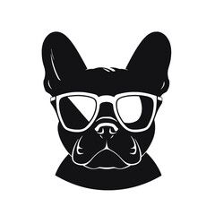 french bulldog wear sunglasses logo icon design vector illustration
