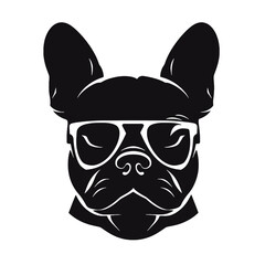 french bulldog wear sunglasses logo icon design vector illustration