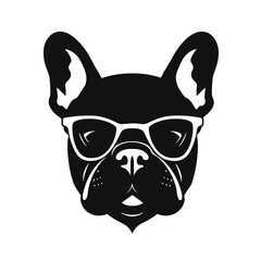 french bulldog wear sunglasses logo icon design vector illustration