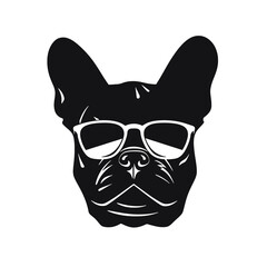 french bulldog wear sunglasses logo icon design vector illustration