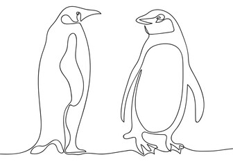 penguin, a flightless seabird. graphic drawing. black and white outline image in pencil, line. background for the design.