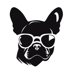 french bulldog wear sunglasses logo icon design vector illustration
