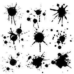 Vector set of Black ink splatter