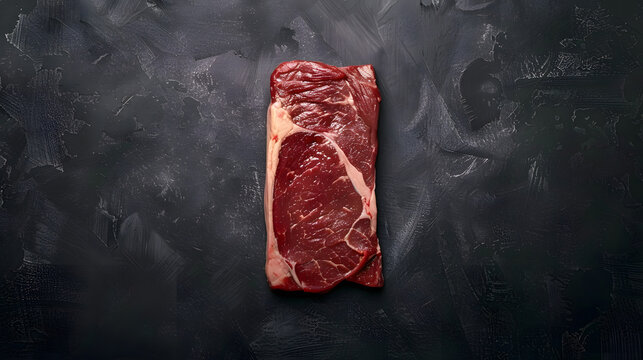 Raw top blade flat Iron beef organic meat Gray background Top View : Generative AI