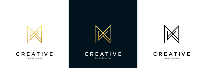 letter km or mk luxury monogram logo design