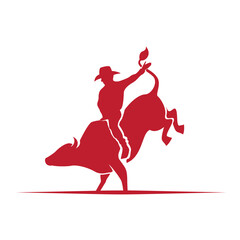 cowboy man riding a bull at a rodeo bull riding silhouette
