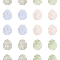 Seamless pattern with easter eggs, hand drawn illustration in watercolor style