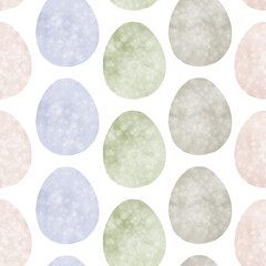 Seamless pattern with easter eggs, hand drawn illustration in watercolor style