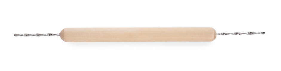 One wooden clay crafting tool isolated on white, top view