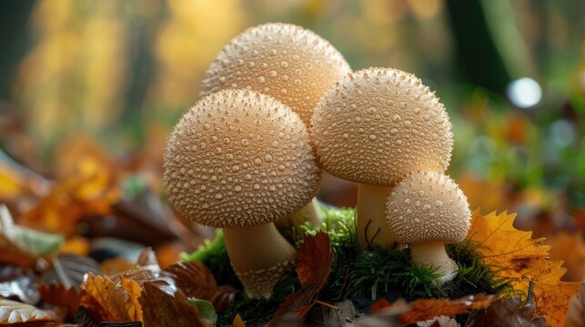 Close up view of puffball fungi