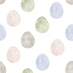 Seamless pattern with easter eggs, hand drawn illustration in watercolor style