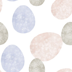 Seamless pattern with easter eggs, hand drawn illustration in watercolor style