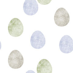 Seamless pattern with easter eggs, hand drawn illustration in watercolor style