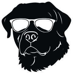 Rottweiler, Silhouettes Dog Face SVG, black and white Rottweiler vector