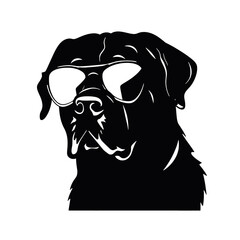 Rottweiler, Silhouettes Dog Face SVG, black and white Rottweiler vector