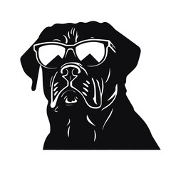 Rottweiler, Silhouettes Dog Face SVG, black and white Rottweiler vector