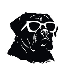 Rottweiler, Silhouettes Dog Face SVG, black and white Rottweiler vector