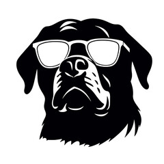 Rottweiler, Silhouettes Dog Face SVG, black and white Rottweiler vector