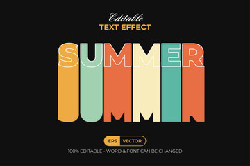 Summer Retro Text Effect T Shirt Design Logotype.