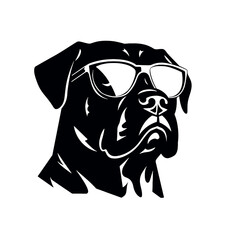 Rottweiler, Silhouettes Dog Face SVG, black and white Rottweiler vector