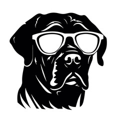 Rottweiler, Silhouettes Dog Face SVG, black and white Rottweiler vector