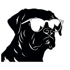 Rottweiler, Silhouettes Dog Face SVG, black and white Rottweiler vector