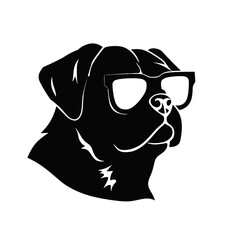 Rottweiler, Silhouettes Dog Face SVG, black and white Rottweiler vector