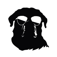 Rottweiler, Silhouettes Dog Face SVG, black and white Rottweiler vector