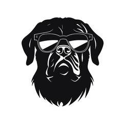 Rottweiler, Silhouettes Dog Face SVG, black and white Rottweiler vector