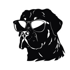 Rottweiler, Silhouettes Dog Face SVG, black and white Rottweiler vector