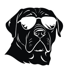 Rottweiler, Silhouettes Dog Face SVG, black and white Rottweiler vector