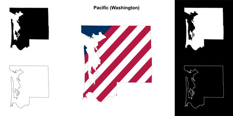 Pacific County (Washington) outline map set