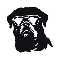 Rottweiler, Silhouettes Dog Face SVG, black and white Rottweiler vector