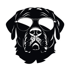 Rottweiler, Silhouettes Dog Face SVG, black and white Rottweiler vector