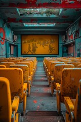 Photo dune salle de cinema de film dhorreur avec des gens de dos dans la salle, , photorealistic, Nikon z8 - obrazy, fototapety, plakaty