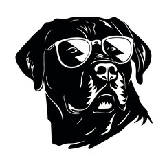 rottweiller head symbol silhouette flat design vector illustration. Dog Logo