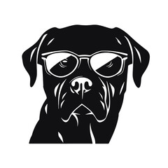 rottweiller head symbol silhouette flat design vector illustration. Dog Logo