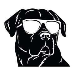 rottweiller head symbol silhouette flat design vector illustration. Dog Logo