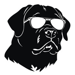 rottweiller head symbol silhouette flat design vector illustration. Dog Logo