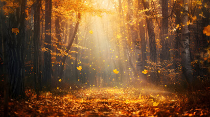 A Magical Autumn: The Enchanting Dance of Fall in a Serene Forest
