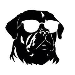 rottweiller head symbol silhouette flat design vector illustration. Dog Logo