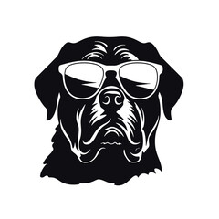 rottweiller head symbol silhouette flat design vector illustration. Dog Logo