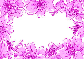 Background with lilies. Beautiful decorative plants.