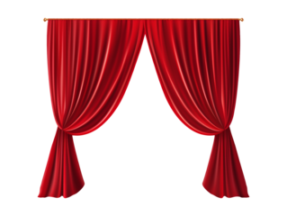 red velvet curtain isolated